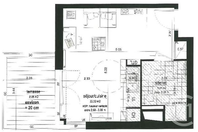 Appartement F1 à louer - 1 pièce - 27.23 m2 - MEUDON - 92 - ILE-DE-FRANCE - Century 21 Agence Du Château