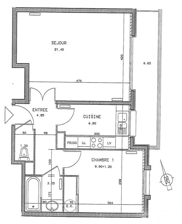 Appartement F2 à louer - 2 pièces - 48.55 m2 - MEUDON - 92 - ILE-DE-FRANCE - Century 21 Agence Du Château